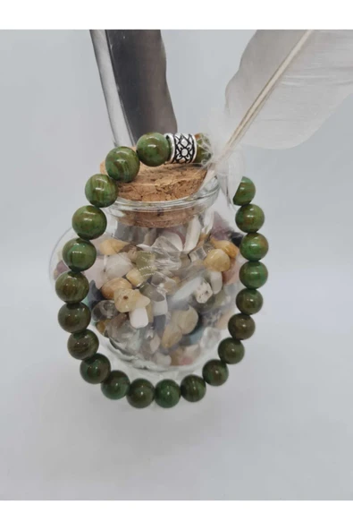 GÜMÜŞTEL EL SANATLARI Sertifikalı Afrika Turkuaz Doğal Taş Bileklik ürün görseli 1