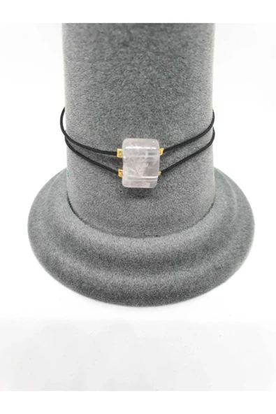 GÜMÜŞTEL EL SANATLARI Sertifikalı Pembe Kuvars Doğal Taş Tasarım Bileklik - Resim 2