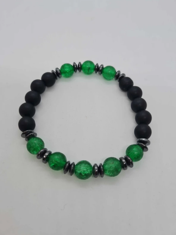 GÜMÜŞTEL EL SANATLARI Sertifikalı Necef, Hematit, Oniks Doğal Taş Bileklik Tasarım - Resim 2