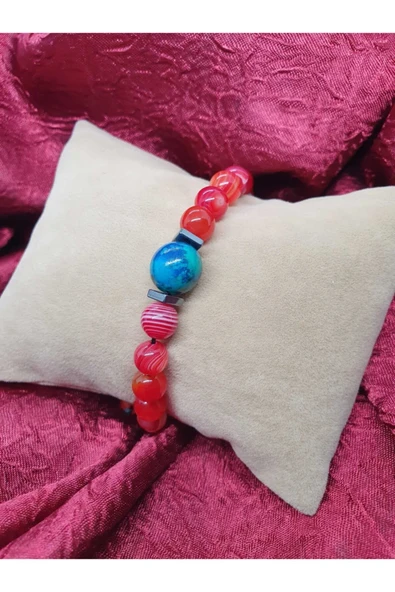 GÜMÜŞTEL EL SANATLARI Sertifikalı Doğal Akik Krizokol Taşı Tasarım Bileklik - Resim 4