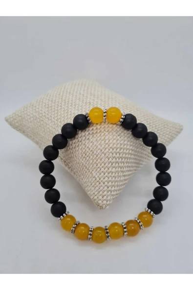 GÜMÜŞTEL EL SANATLARI Sertifikalı Akik Ve Oniks Doğal Taş Bileklik ürün görseli 1