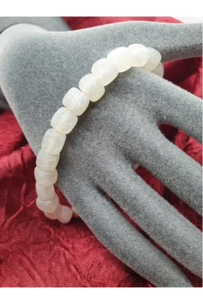 GÜMÜŞTEL EL SANATLARI Sertifikalı Doğal Akik Taşı Bileklik 8 Mm Küp Kesim - 1