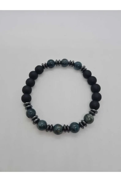 GÜMÜŞTEL EL SANATLARI Sertifikalı Iyolit, Hematit, Oniks Doğal Taş Bileklik Tasarım - Resim 3