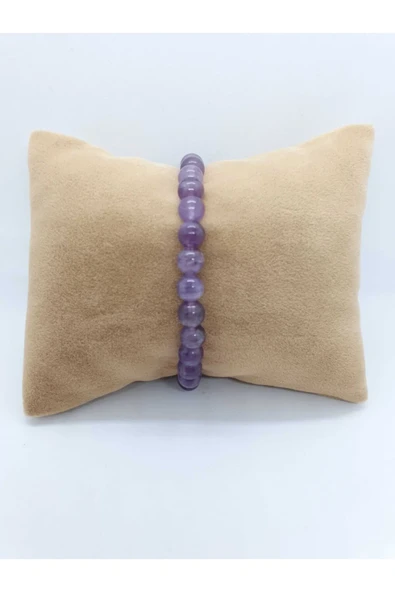 GÜMÜŞTEL EL SANATLARI Sertifikalı Doğal Ametist Taşı Bileklik Özel 7 Mm - Resim 4