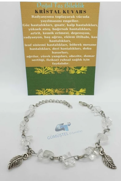 GÜMÜŞTEL EL SANATLARI Sertifikalı Kristal Kuvars Taşı Bileklik Orijinal Doğal Taş Tasarım Bileklik