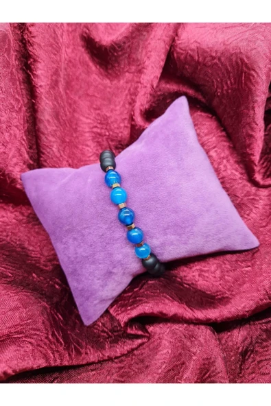 GÜMÜŞTEL EL SANATLARI Sertifikalı Akik Hematit Oniks Doğal Taş Bileklik - 3