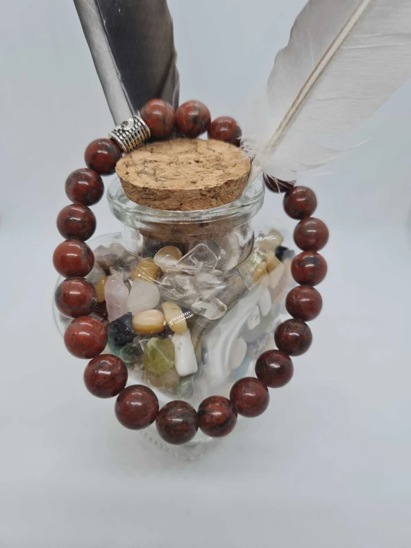 GÜMÜŞTEL EL SANATLARI Sertifikalı Jasper Doğal Taş Bileklik 8mm - 3
