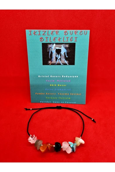 GÜMÜŞTEL EL SANATLARI Sertifikalı Ikizler Burcu Bileklik Doğal Taş ürün görseli 1