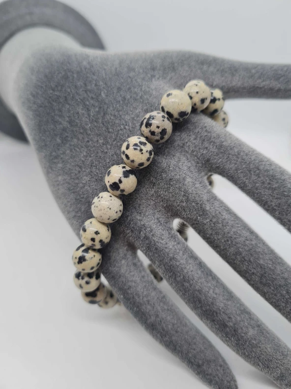 GÜMÜŞTEL EL SANATLARI Sertifikalı Jasper Doğal Taş Bıldırcın Desenli Bileklik - Resim 3