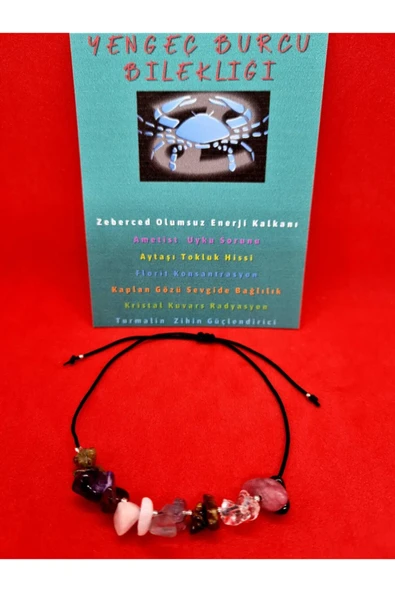 GÜMÜŞTEL EL SANATLARI Sertifikalı Yengeç Burcu Bileklik Doğal Taş ürün görseli 1