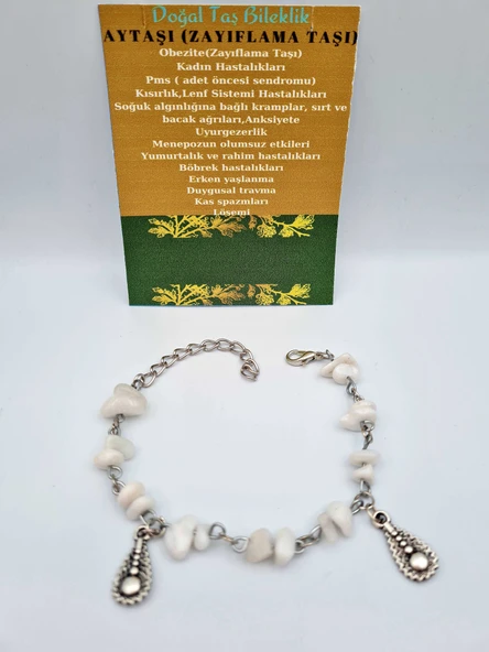 GÜMÜŞTEL EL SANATLARI Sertifikalı Aytaşı Bileklik Orijinal Doğal Taş Tasarım Bileklik ürün görseli 1
