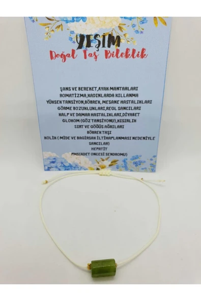 GÜMÜŞTEL EL SANATLARI Sertifikalı Doğal Taş Yeşim Taşı Bileklik - Resim 2