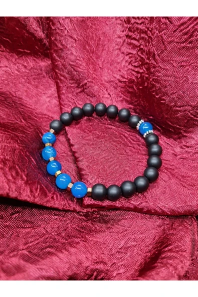 GÜMÜŞTEL EL SANATLARI Sertifikalı Akik Hematit Oniks Doğal Taş Bileklik