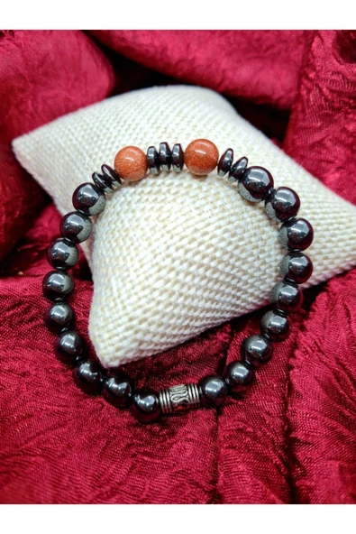 GÜMÜŞTEL EL SANATLARI Sertifikalı Yıldız & Hematit Doğal Taş Bileklik ürün görseli 1