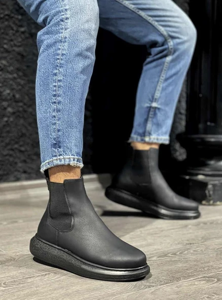 Knack Yüksek Taban Ayakkabı 111 Siyah (Siyah Taban) - Resim 3