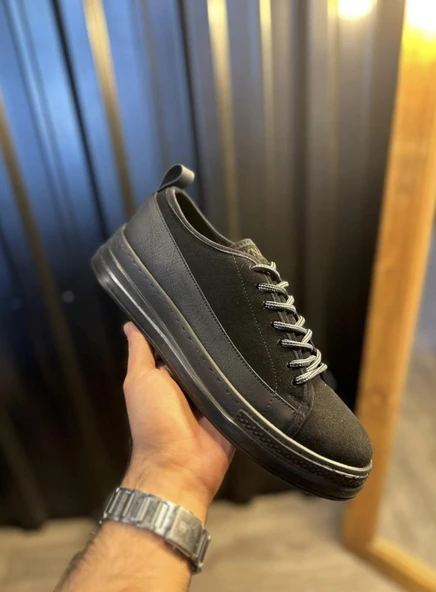 Knack Sneakers Ayakkabı 010 Siyah Süet (Siyah Taban)