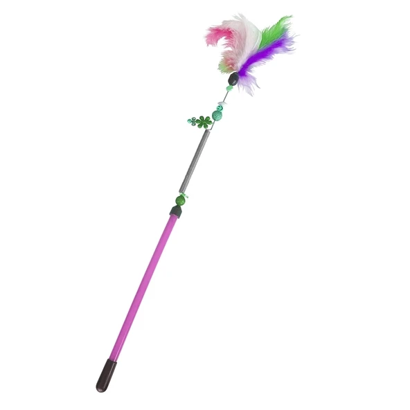 Markapet Yaylı Kedi Oyun Oltası 45 cm - 57 cm Pembe