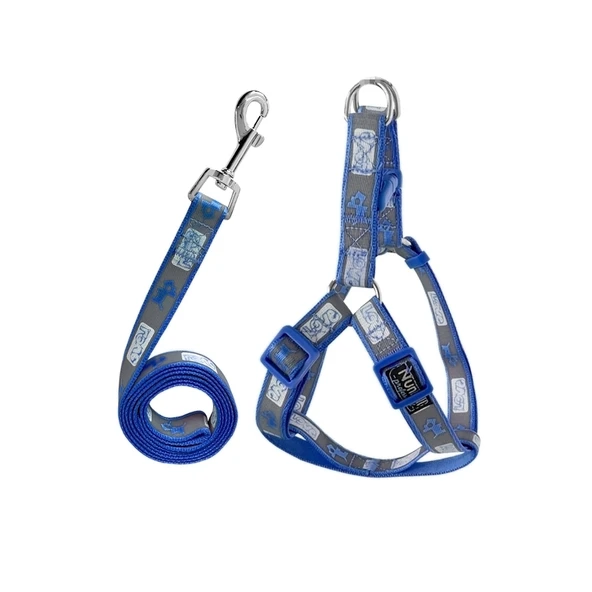 Köpek Göğüs Tasma Seti Köpek Desenli 120 cm-34 cm-47 cm Koyu Mavi ürün görseli
