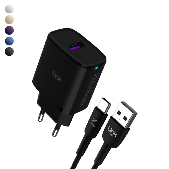 LinkTech C306 22.5W QC3.0 USB Çıkışlı Type-C Kablolu Şarj Aleti