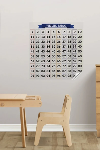 Matematik Öğreten Yüzlük Tablo Duvarda İz Bırakmaz Akıllı Kağıt Yapışkansız Statik  60x60 cm - Resim 7