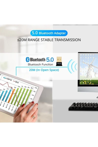 Usb Bluetooth 5.0 Adaptörü Verici Alıcı Ses Bluetooth Dongle Kablosuz Usb Adaptörü - 3