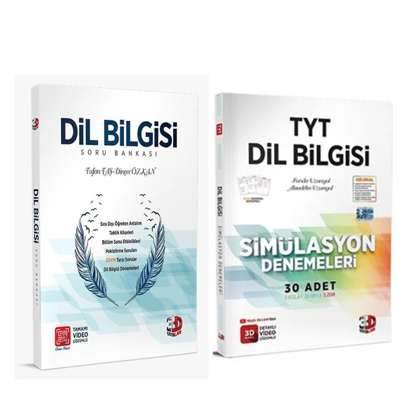 3D Yayınları TYT Dil Bilgisi Soru Bankası ve Deneme Seti 2 Kitap