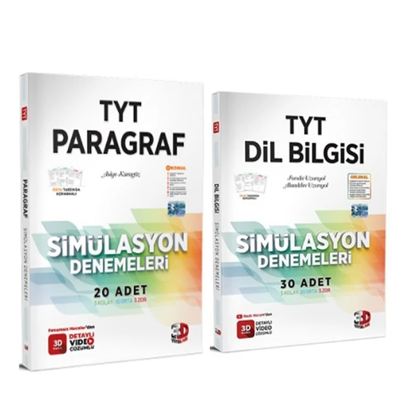 3D Yayınları TYT Paragraf ve Dil Bilgisi Deneme Seti 2 Kitap