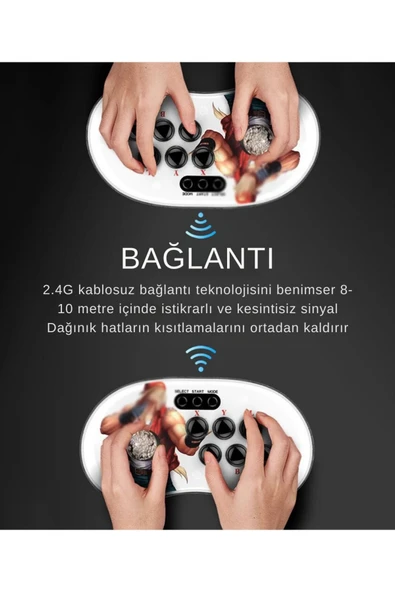 A16 Oyun Konsolu 2.4G Bağlantılı Tv-Pc Uyumlu 10.000 Oyunlu Atari Konsol Pilli Işıklı 3D 2D - 2