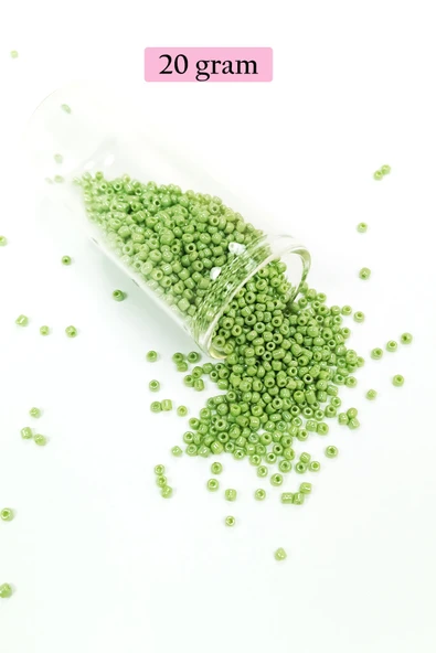 Dökme Cam Kum Boncuk (11/0) 2 mm - 20 Gram -  Açık Yeşil - BNC003 ürün görseli 1