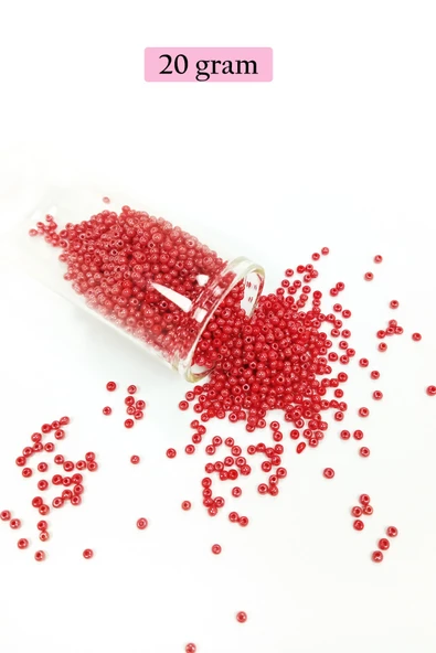 Dökme Cam Kum Boncuk (11/0) 2 mm - 20 Gram -  Kırmızı - BNC004 ürün görseli 1
