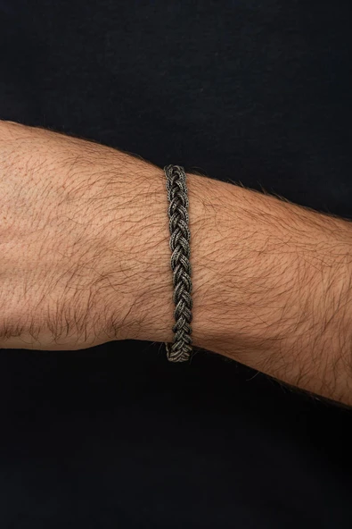 Örgü Hasır Model 925 Gümüş Bileklik Künye - 2