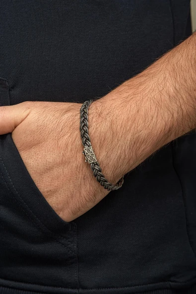 Örgü Hasır Model 925 Gümüş Bileklik Künye - 6