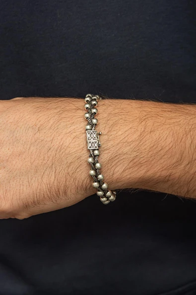 Örgü Top Model 925 Gümüş Bileklik - 5