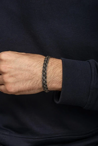 Örgü Hasır Model 925 Gümüş Bileklik Künye - 4