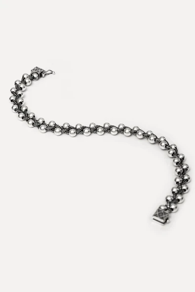 Örgü Top Model 925 Gümüş Bileklik - 7