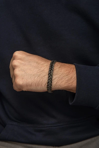 Saç Örgüsü Hasır 925 Gümüş Bileklik Künye - 3