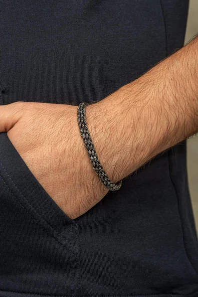 Örgü Hasır Model 925 Gümüş Bileklik Künye