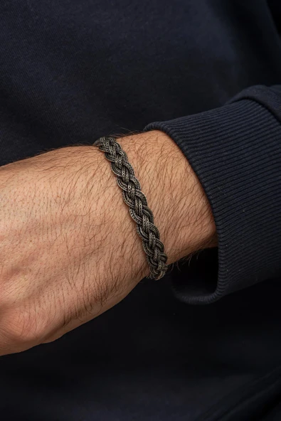 Örgü Hasır Model 925 Gümüş Bileklik Künye