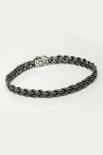 Örgü Hasır Model 925 Gümüş Bileklik Künye - 7