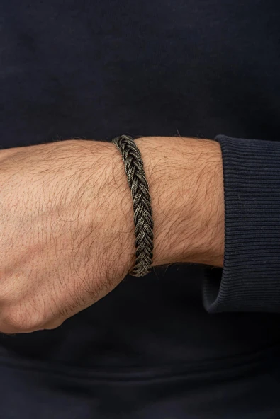 Saç Örgüsü Hasır 925 Gümüş Bileklik Künye - 8