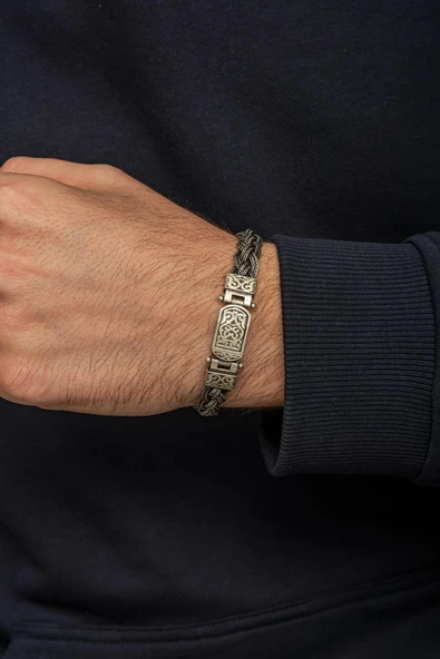 Örgü Hasır Model 925 Gümüş Bileklik Künye - 5