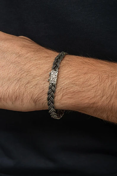 Örgü Hasır Model 925 Gümüş Bileklik Künye - 4