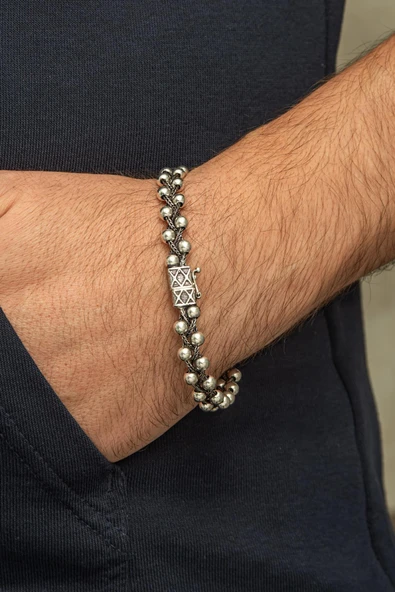 Örgü Top Model 925 Gümüş Bileklik - 2