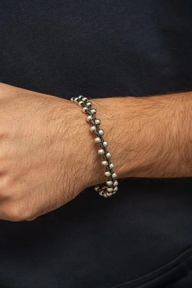 Örgü Top Model 925 Gümüş Bileklik - 3