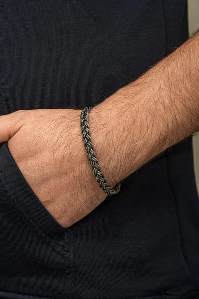 Örgü Hasır Model 925 Gümüş Bileklik Künye