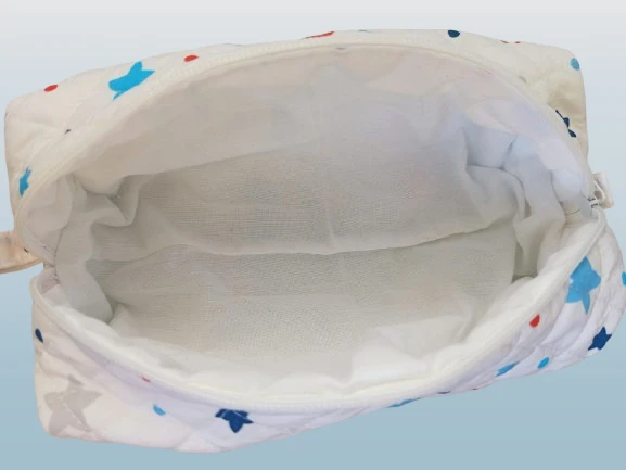 Yıldız Desen Pamuklu Kumaş Makyaj Çantası 22 x 10 x 8cm SYG-YLDZ02 - Resim 3