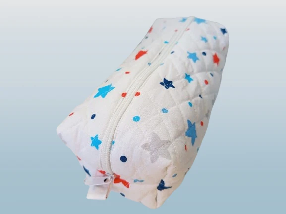 Yıldız Desen Pamuklu Kumaş Makyaj Çantası 22 x 10 x 8cm SYG-YLDZ02 - Resim 2