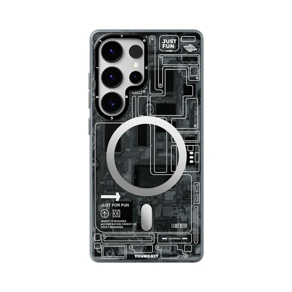 Galaxy S25 Ultra Kılıf M-safe Şarj Özellikli YoungKit Technology Serisi Kapak - 2