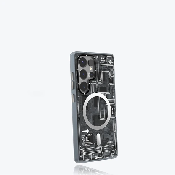 Galaxy S25 Ultra Kılıf M-safe Şarj Özellikli YoungKit Technology Serisi Kapak - 12
