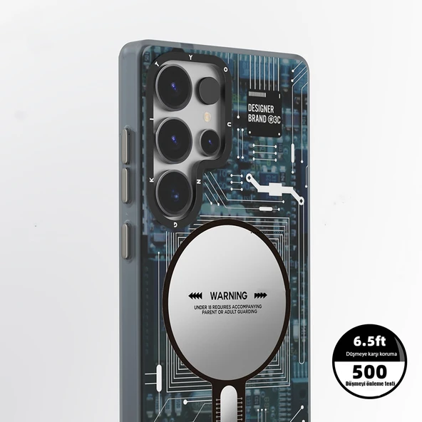 Galaxy S25 Ultra Kılıf M-safe Şarj Özellikli YoungKit Technology Serisi Kapak - 6
